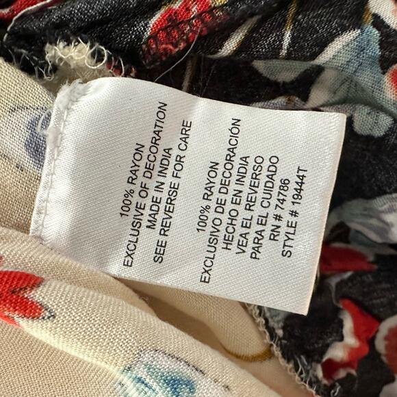 Patrons of Peace Red Blue Cream Floral Mini Dress Ruffle Festival Boho Hippie - Picture 8 of 8